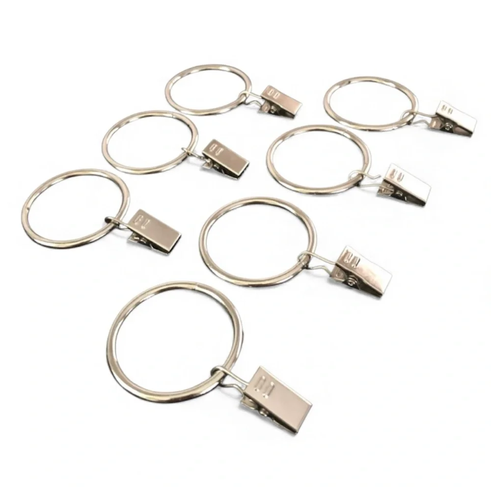 Silver Chrome Curtain Rings with Clips